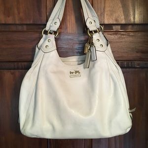 COACH white leather Maggie Madison shoulder bag